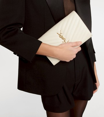 Saint Laurent Cassandre matelassé leather wallet on chain