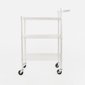 特力屋 白色烤漆三層鐵網推車 74x35x98公分