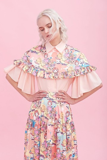 粉色大蝙蝠袖恤衫