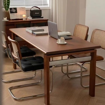 家具 免運可開票 工廠直銷 北歐實木加厚餐桌復古家用客廳飯桌長桌小戶型櫻桃木工作臺大板桌 售後保障 出貨快CHAL1008