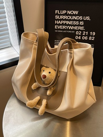 大容量包包女可愛帆布包2024新款春夏單肩包大學生上課通勤托特包【步行者戶外生活館】