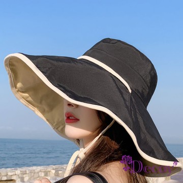 【Decoy】日式美學＊綁帶加大防曬漁夫遮陽帽/黑