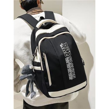 書包男韓版字母大容量小眾撞色高中生背包女新款初中大學生雙肩包