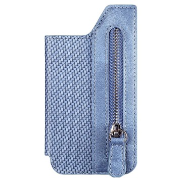 Timo 多功能手機背貼式收納卡夾皮套 可收納多張卡片、發票收據、紙鈔、零錢  藍色