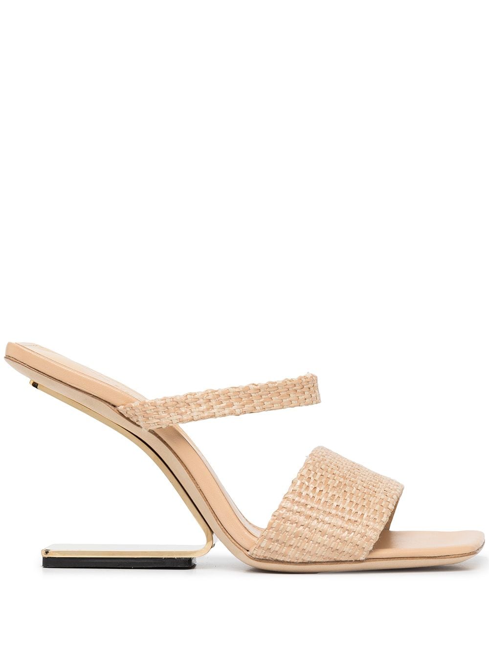 Cult Gaia - Rene 100mm geometric-heel sandals - women - Raffia/Leather - 37 - Neutrals