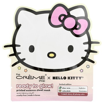 The Creme Shop, Hello Kitty®，Ready To Glow!，印花精華美容面膜，1 片，0.88 盎司（25 克）