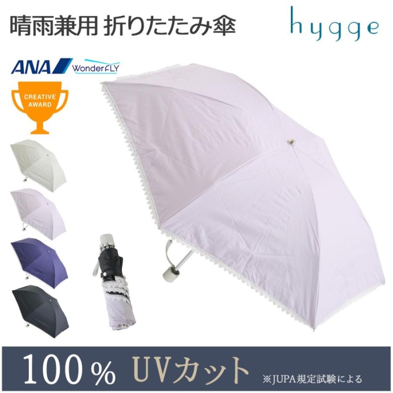 日傘 晴雨兼用傘 UVカット100％生地× 折りたたみ傘 ハートレース 丸