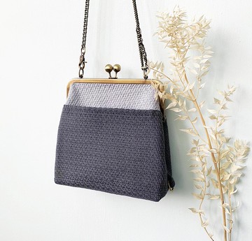 黑灰與灰藍交織 口金包 後背包 肩背包 側背包 隨身包 小物包