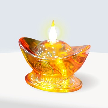 【新韻傳音】招財元寶燈｜電子供燈・拜拜供佛・神明供燈・玻璃元寶造型・充電式開運擺飾 供佛供神 Y600C