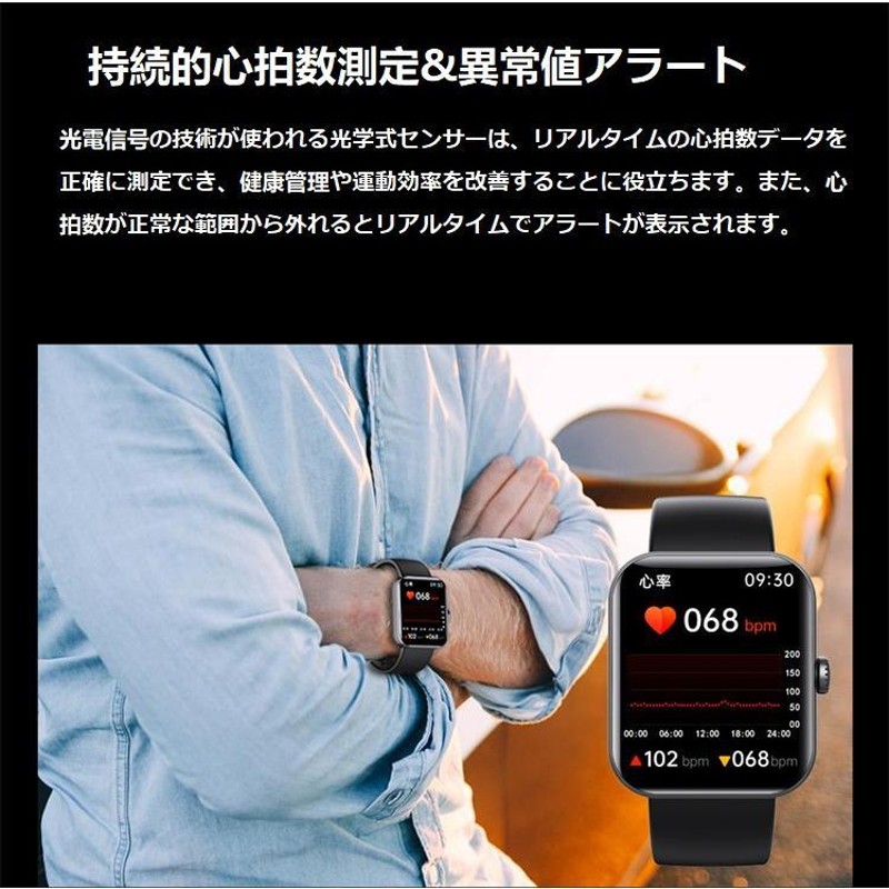非侵襲的血糖値測定スマートウォッチ音声通話 血中酸素 血圧 体温 日本製センサー
