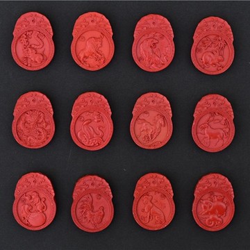 硃砂項鍊掛牌吊墜-十二生肖守護神立體男女配件12款74al45【獨家進口】【米蘭精品】