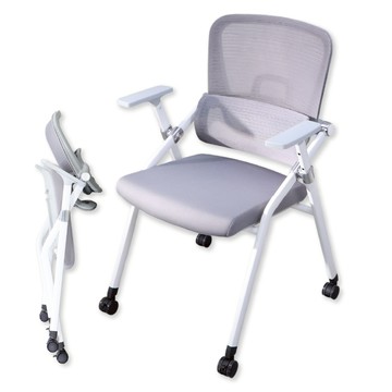 LOGIS 白灰色 調節護腰會議培訓椅 補習班椅 課桌椅 折疊椅 折合椅【GY-651-PU】