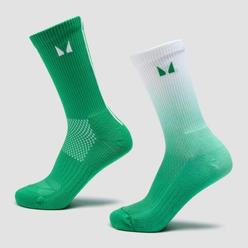 MP Running Socks (2 Pack) - Ombre Zesty Green / Light Lime Stripe - UK 2-5