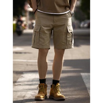 美式重磅復古工裝短褲男夏季2025新款ins潮流卡其色休閑五分褲男