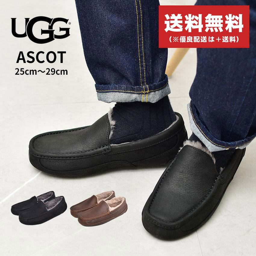 送料無料 アグ モカシンシューズ メンズ アスコット UGG 1103889 黒