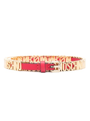 Moschino - logo-lettering leather belt - women - Calf Leather/Metal - 44 - Red