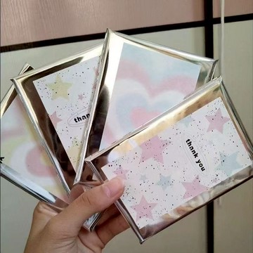 【沐卿_現貨】隔日達 銀色自粘袋 50張 出卡打包 鏡面銀色自黏袋  ins 小卡 卡套 手賬 貼紙 自封袋  禮品袋