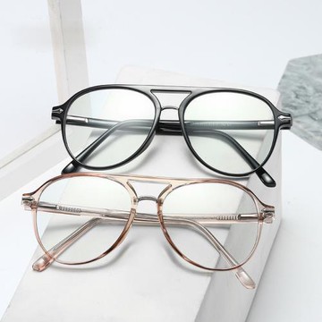 防藍光鏡架女TR90大框雙梁透明色平光鏡電腦護目鏡 可配近視