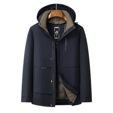 [巴黎精品] 真羽絨90%白鴨絨羽絨外套羽絨衣夾克-中長款保暖脫卸內膽男外套2色a1is150