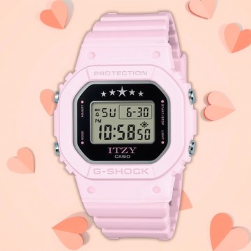 CASIO 卡西歐 G-SHOCK x ITZY 韓團聯名方形女錶 電子錶-櫻花粉 GMD-S5610IT-4B