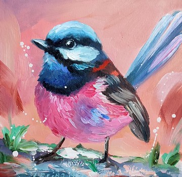 鳥類油畫 鳥類 小幅藝術品 鳥類畫作 動物畫作 鳥類藝術