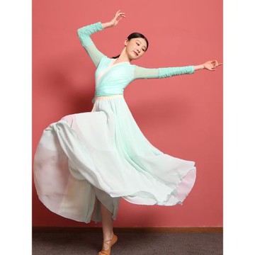 古典舞身韻紗衣女飄逸練功服中國舞大裙擺表演出服民族舞套裝夏季