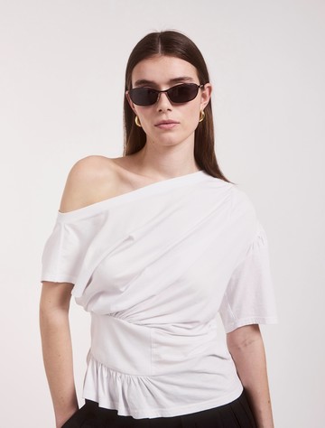 Agathi Draped Top in White - Organic Cotton Micro Modal Ninety Percent