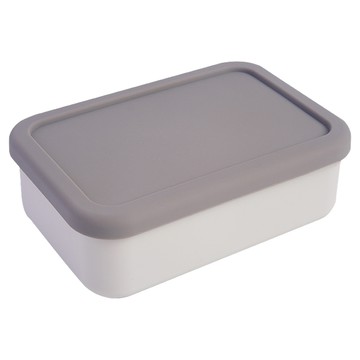 Homely Zakka 北歐風撞色長方型211餐盒 約18.5x12.5x6cm 340g  北歐灰 + 米白色  1個