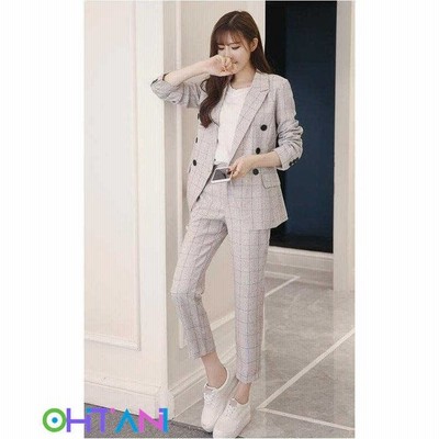 チェック柄 New 着痩せ パンツスーツ Ol 通勤 ボタン お呼ばれ フォーマル 春秋冬 2点セット 長袖ジャケット スキニーパンツ レディース 二次会 代30代40代 通販 Lineポイント最大get Lineショッピング