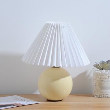 臺燈臥室床頭燈ins少女韓古風百褶扇形燈北歐復古民宿vintage臺燈