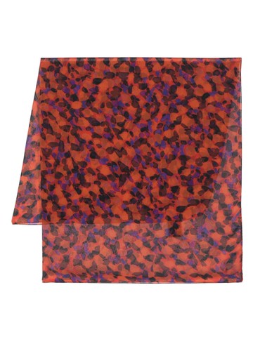 Saint Laurent - tulip-print silk scarf - women - Silk - One Size - Red