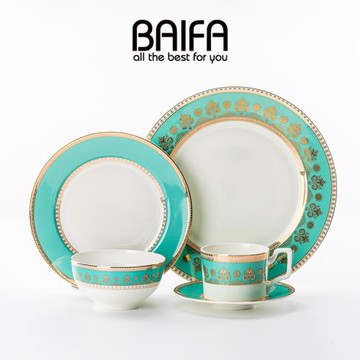 北歐金邊碗碟套裝家用簡約餐具套裝碗盤碟子組合創意陶瓷碗盤子