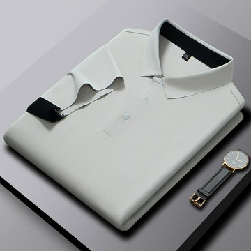 【新款熱賣】夏季冰絲短袖POLO衫男時尚潮流翻領T恤商務休閑無痕商務男士t