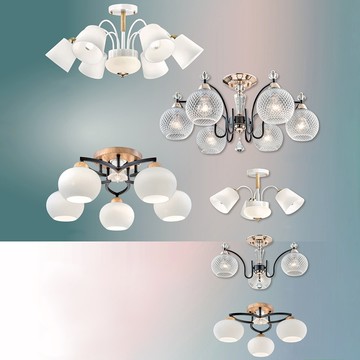 現代玻璃半吸頂燈  49-63331、63332、63333、63334、63335、63336