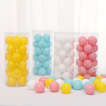 圣誕節彩繪馬卡龍色圣誕球亮光球6cm8cm24個套餐掛件圣誕樹裝飾球