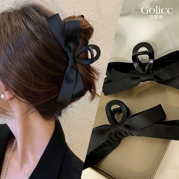 【Gulicc】髮夾氣質赫本風 黑色蝴蝶結 抓夾