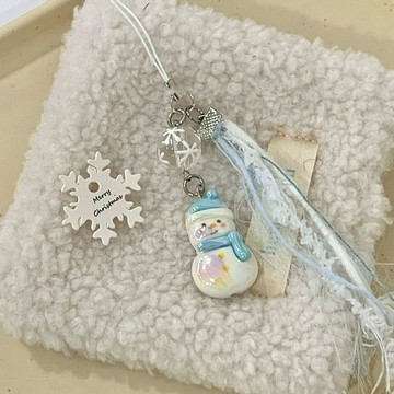 手機掛飾 裝飾✨冬日限定小雪人掛鏈手機鏈鑰匙扣串珠掛件擺件少女禮物情侶ins