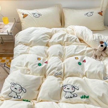 水洗棉四件套非全棉純棉床單被套三件套小女孩卡通兒童床品床笠款