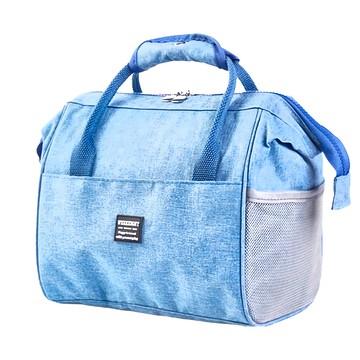 E.City 防潑水牛津布立體鋼架保溫便當包 尺寸約24x21x15cm  藍色  7.56L