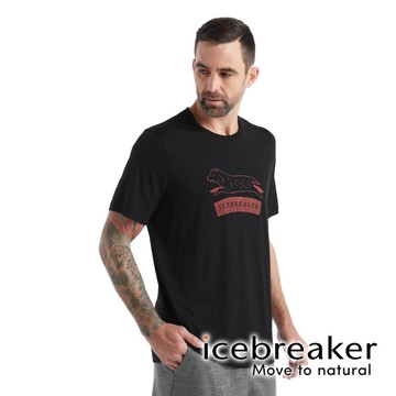 【icebreaker】Tech Lite II 男 羊毛圓領印花短袖上衣 AD150『黑色』戶外 運動 柔軟 舒適 羊毛 吸濕 排汗 抑味 控溫 0A56CT