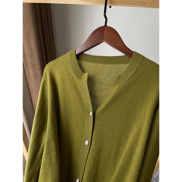 小V領針織開衫女精紡60支純山羊絨針織衫春薄款羊絨外套