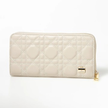 LA BAGAGERIE 菱格縫線拉鍊長夾（象牙）_廠商直送