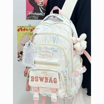 大容量🍋新款休閒書包初中大容量揹包高中多層高顏值撞色大學生雙肩包爆款多隔層大口袋超實用減壓護脊雙肩包 學生上課書包