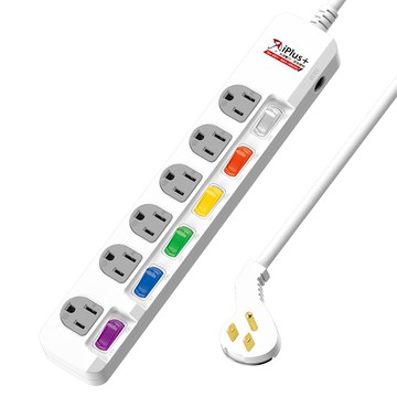 iPlus 保護傘 6孔延長線 6開關6插3孔  4.5m  白色  1個