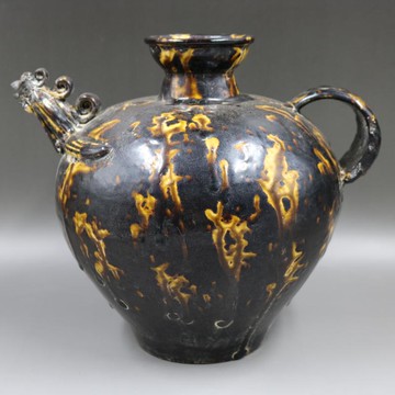 宋吉州窯點彩雞頭執壺仿古家居仿古復古裝飾瓷器擺件古董古玩收藏1入