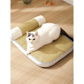 狗窩貓窩涼席夏季透氣四季通用貓墊子睡覺用睡墊夏天藤編寵物用品
