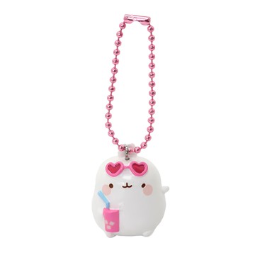 MOLANG 萌浪兔 鑰匙圈吊飾 珠鏈鐵  座座萌浪度假 白色 + 粉色  1個
