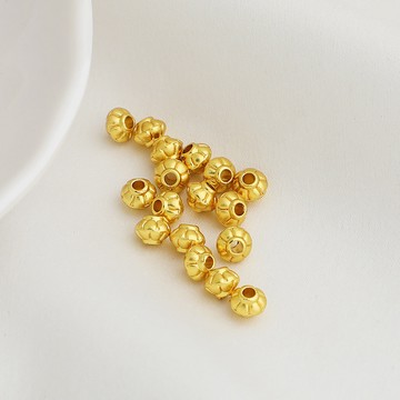 XS-沙金包金保色5mm扁盤隔珠瓜紋菱形飛碟串珠編繩資料diy飾品配件