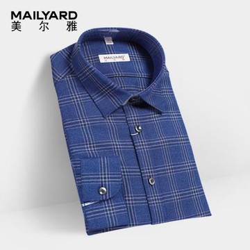 MAILYARD/美爾雅長袖襯衫 羊毛商務時尚男士秋冬格子磨毛襯衣 693