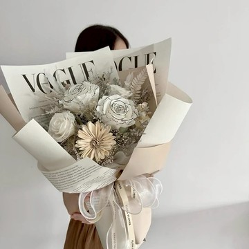 【Flora Flower】芙蘿拉乾燥永生花束- 燕麥拿鐵午後(大花束)